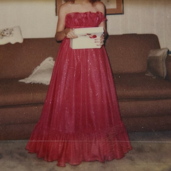 Red Strapless sparkle Prom Dress by Mike Benet Formals small Vintage! EUC! - Picture 17 of 17